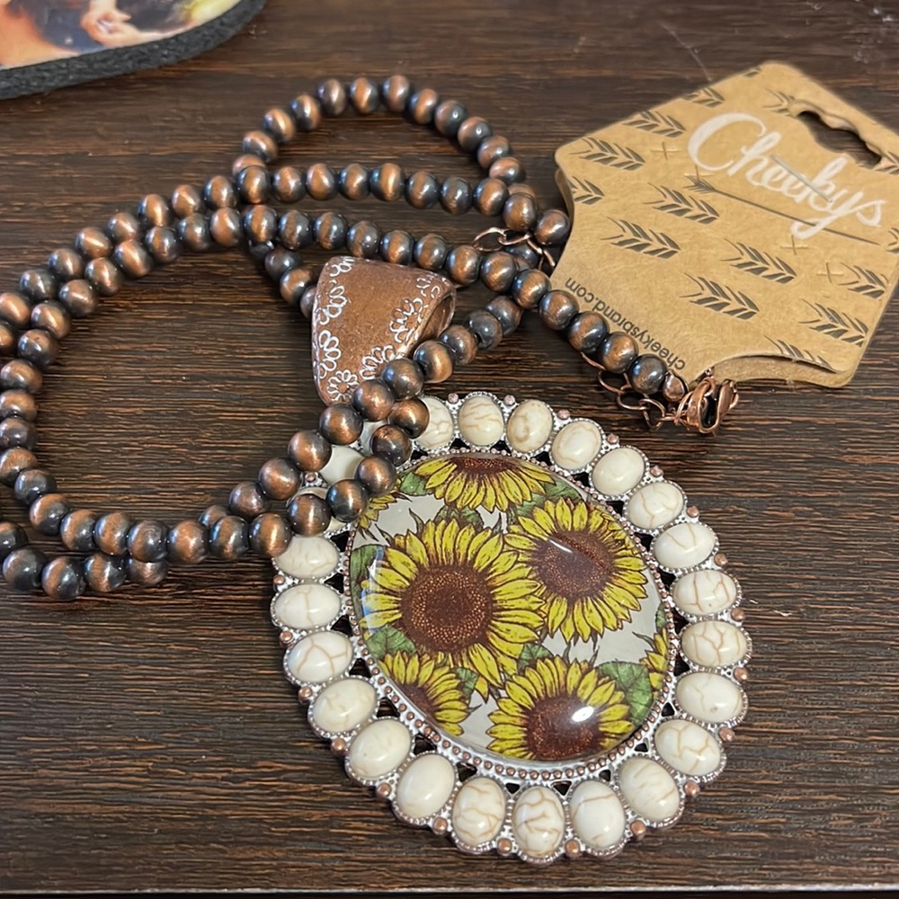 Sunflower pendant necklace